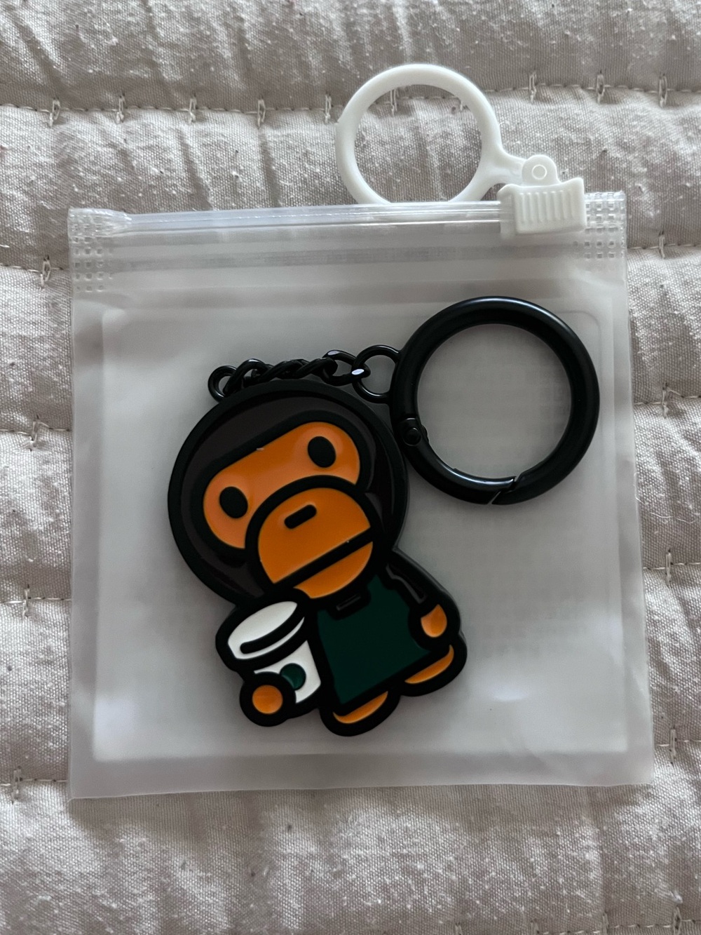 A bathing ape . Starbucks Baby  Milo Keychain and his matching towel set rare .